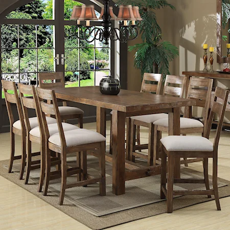 9 Piece Counter Height Gathering Table Set